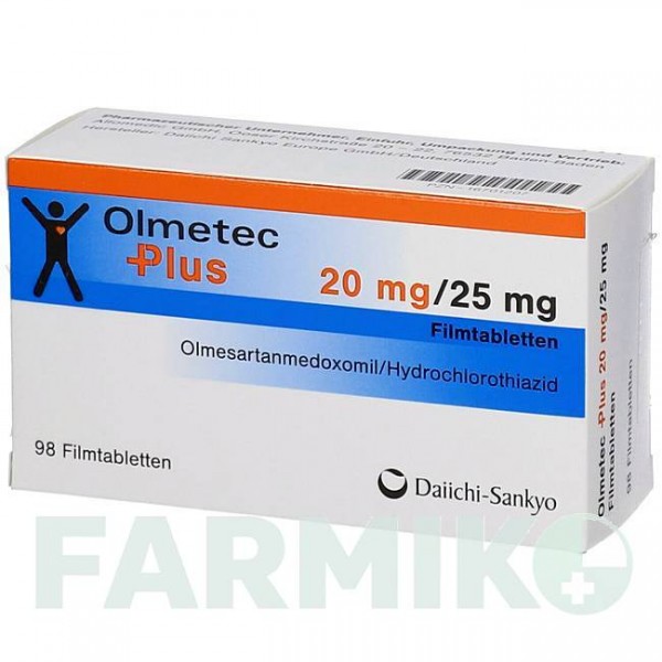 ОЛМЕТЕК (OLMETEC) 20 мг/25 мг таблетки 98 шт - Олмесартан, Гидрохлоротиазид ALLOMEDIC