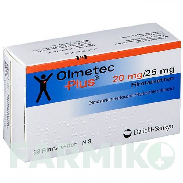 ОЛМЕТЕК (OLMETEC) 20 мг/25 мг таблетки 98 шт - Олмесартан, Гидрохлоротиазид DAIICHI SANKYO