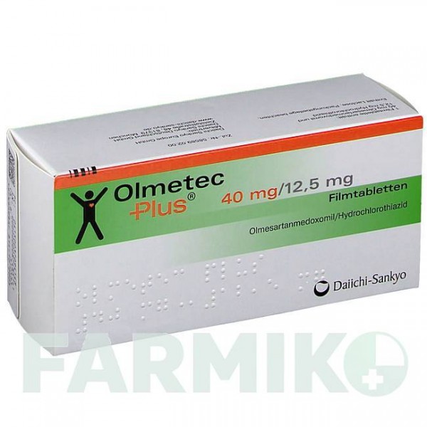 ОЛМЕТЕК (OLMETEC) 40 мг/12,5 мг таблетки 28 шт - Олмесартан, Гідрохлоротіазид DAIICHI SANKYO