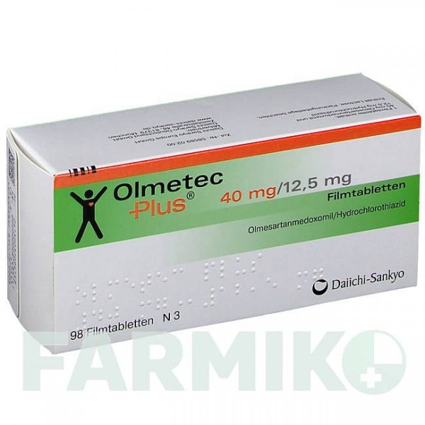 ОЛМЕТЕК (OLMETEC) 40 мг/12,5 мг таблетки 98 шт - Олмесартан, Гідрохлоротіазид DAIICHI SANKYO