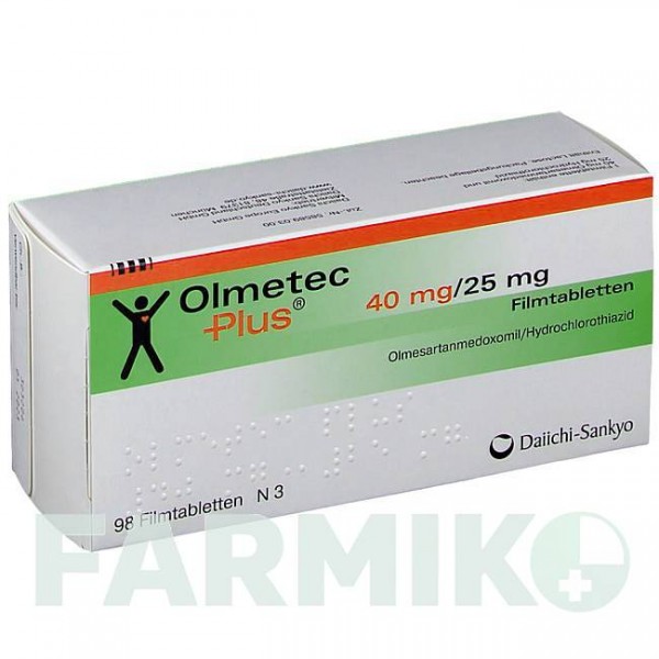 ОЛМЕТЕК (OLMETEC) 40 мг/25 мг таблетки 98 шт - Олмесартан, Гидрохлоротиазид DAIICHI SANKYO