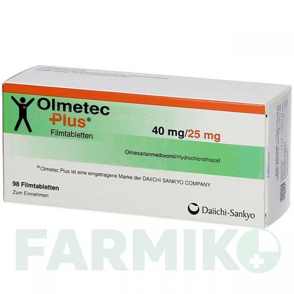 ОЛМЕТЕК (OLMETEC) 40 мг/25 мг таблетки 98 шт - Олмесартан, Гідрохлоротіазид KOHLPHARMA