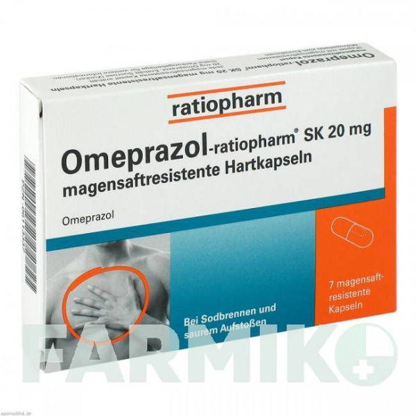 ОМЕПРАЗОЛ (OMEPRAZOL) 20 мг капсули 7 шт - Омепразол RATIOPHARM
