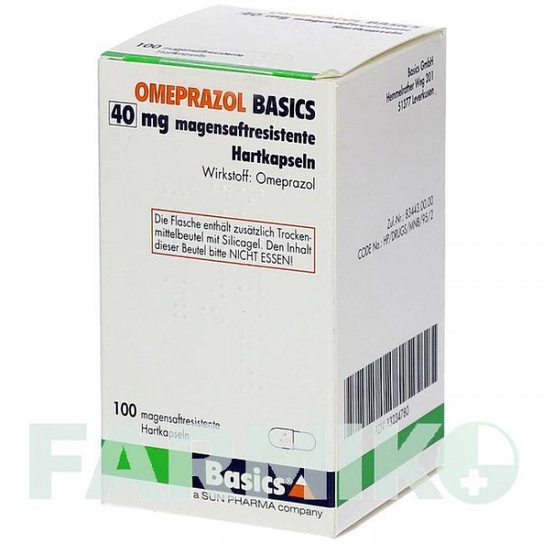 ОМЕПРАЗОЛ (OMEPRAZOL) 40 мг капсули 100 шт - Омепразол BASICS