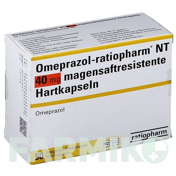 ОМЕПРАЗОЛ (OMEPRAZOL) 40 мг капсули 50 шт - Омепразол RATIOPHARM