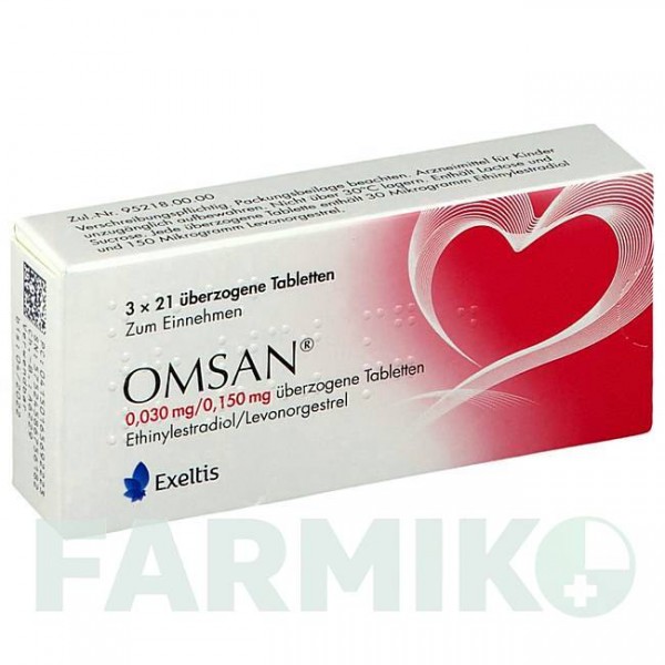 ОМСАН (OMSAN) 0,03 мг/0,15 мг таблетки 3x21 шт - Левоноргестрел, Етинілестрадіол EXELTIS