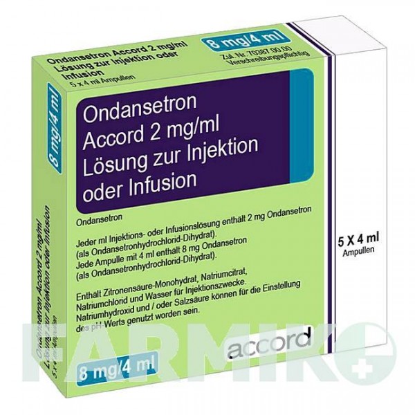 ОНДАНСЕТРОН (ONDANSETRON) 2 мг/мл 8 мг раствор 5 шт - Ондансетрон ACCORD HEALTHCARE