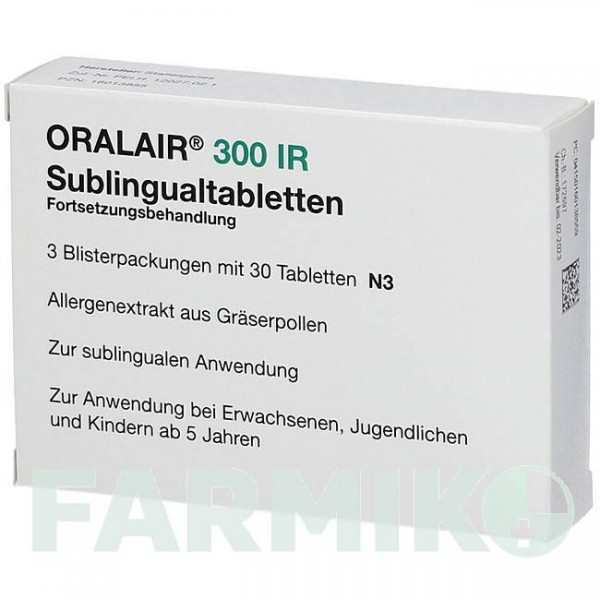 ОРАЛЕЙР (ORALAIR) 300 ИР таблетки 90 шт - Пилок трави 2CARE4
