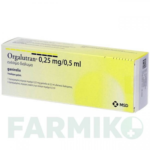 ОРГАЛУТРАН (ORGALUTRAN) 0,25 мг/0,5 мл розчин 1x5 шт - Ганірелікс CC PHARMA