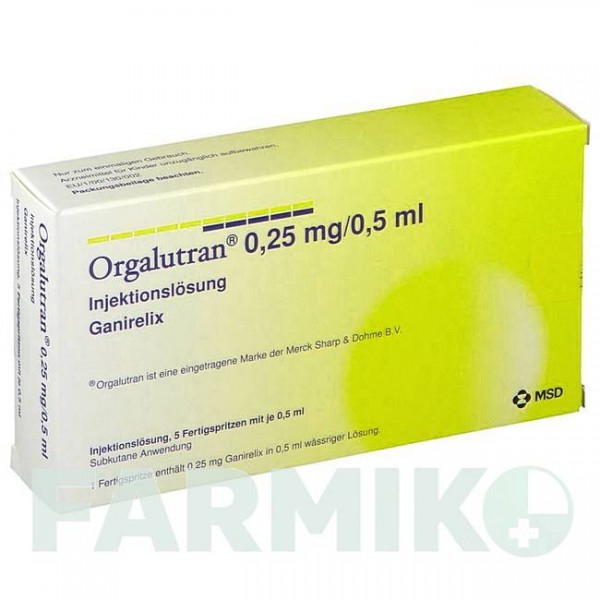 ОРГАЛУТРАН (ORGALUTRAN) 0,25 мг/0,5 мл раствор 5 шт - Ганиреликс KOHLPHARMA