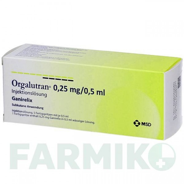 ОРГАЛУТРАН (ORGALUTRAN) 0,25 мг/0,5 мл раствор 5 шт - Ганиреликс ORIGINALIS