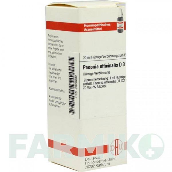 ПЕОНИЯ ОФФИЦИНАЛИС (PAEONIA OFFICINALIS) D 3 раствор 20 мл - Гомеопатия DHU