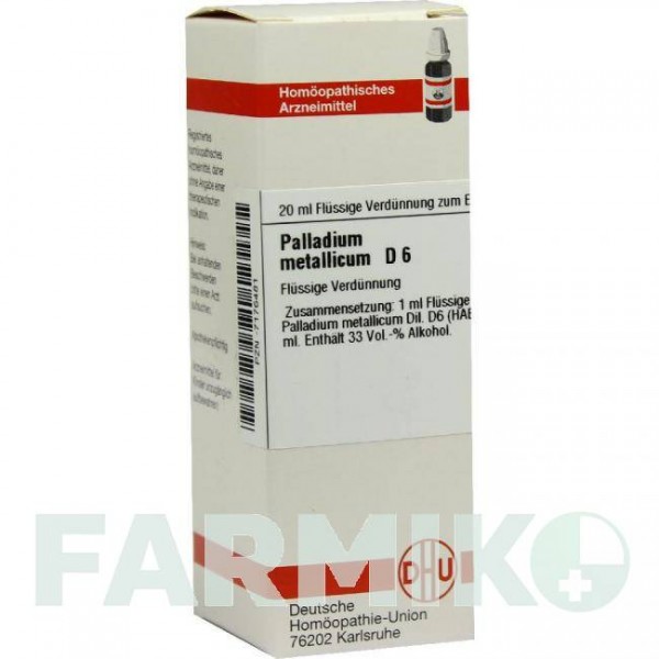 ПАЛЛАДИУМ МЕТАЛЛИКУМ (PALLADIUM METALLICUM) D 6 раствор 20 мл - Гомеопатия DHU