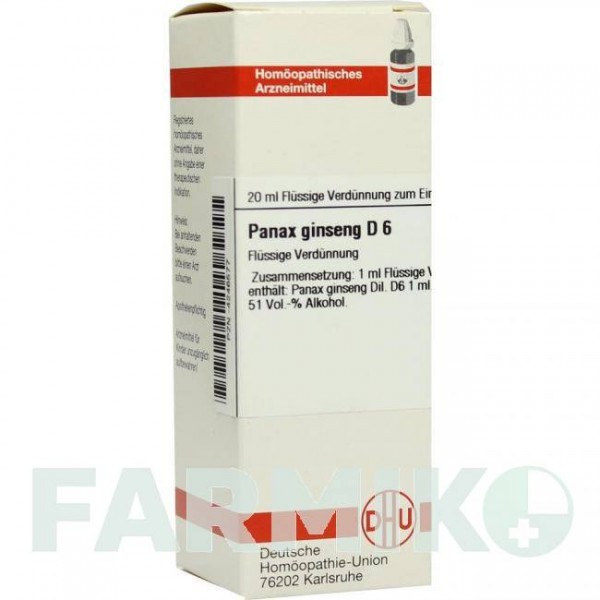 ПАНАКС ГИНЗЕНГ (PANAX GINSENG) D 6 раствор 20 мл - Гомеопатия DHU