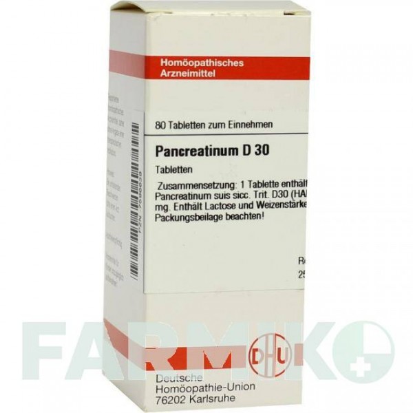 ПАНКРЕАТИНУМ (PANCREATINUM) D 30 таблетки 80 шт - Гомеопатия DHU