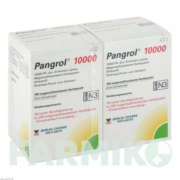 ПАНГРОЛ (PANGROL) 10000 капсули 200 шт - Мультіензими BERLIN-CHEMIE