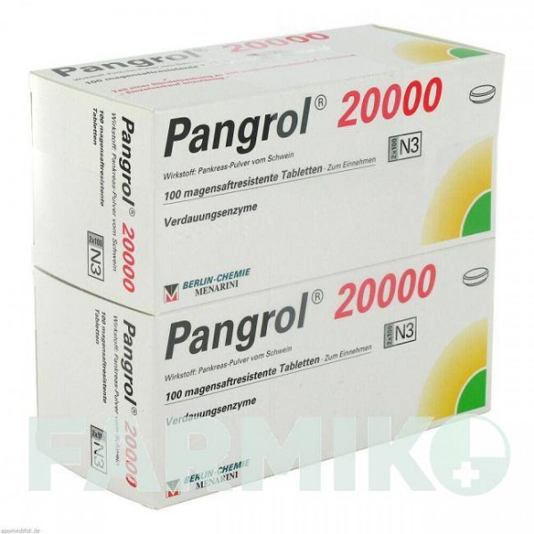 ПАНГРОЛ (PANGROL) 20000 таблетки 200 шт - Мультіензими BERLIN-CHEMIE