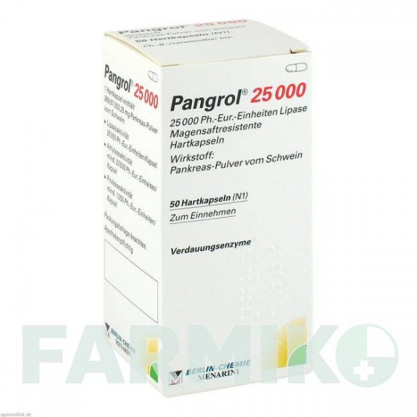 ПАНГРОЛ (PANGROL) 25000 капсули 50 шт - Мультіензими BERLIN-CHEMIE