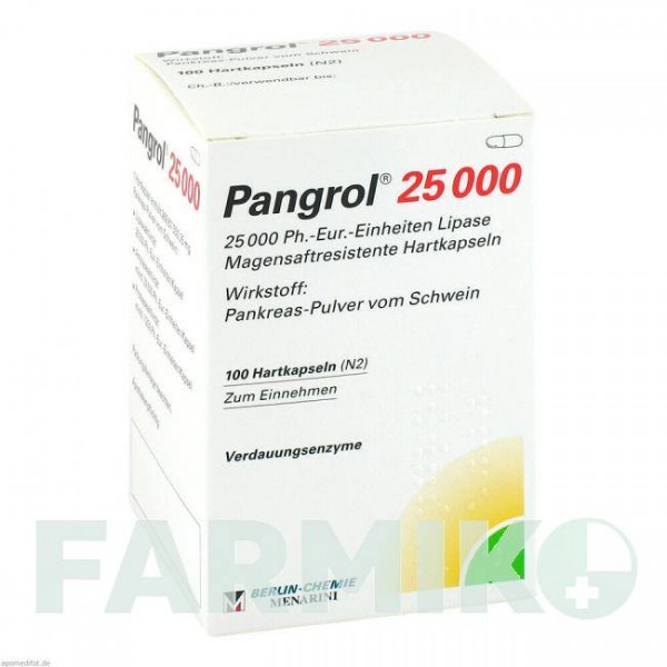 ПАНГРОЛ (PANGROL) 25000 капсули 100 шт - Мультіензими BERLIN-CHEMIE