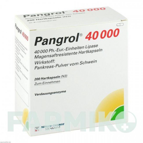 ПАНГРОЛ (PANGROL) 40000 капсули 200 шт - Мультіензими BERLIN-CHEMIE