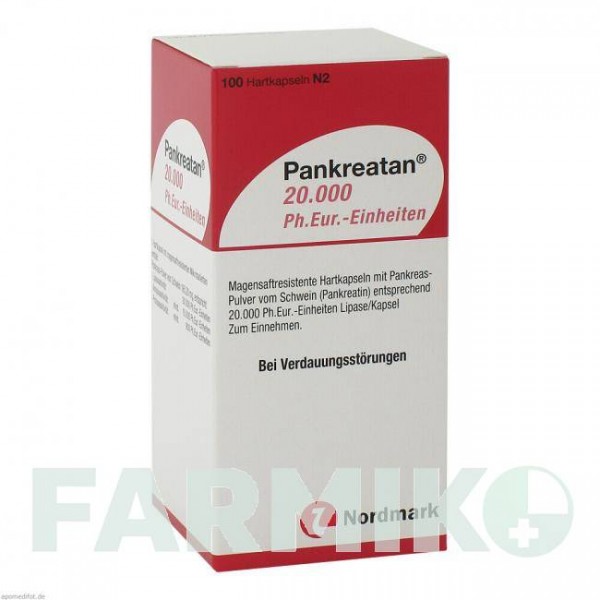 ПАНКРЕАТАН (PANKREATAN) 20000 капсулы 100 шт - Мультиэнзимы NORDMARK PHARMA