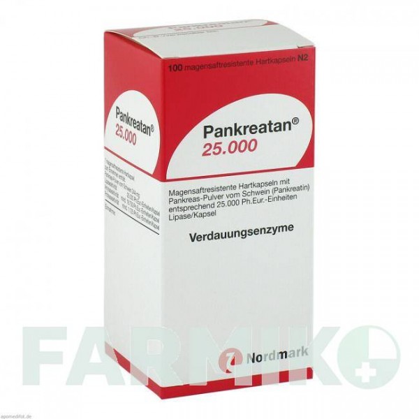 ПАНКРЕАТАН (PANKREATAN) 25000 капсулы 100 шт - Мультиэнзимы NORDMARK PHARMA