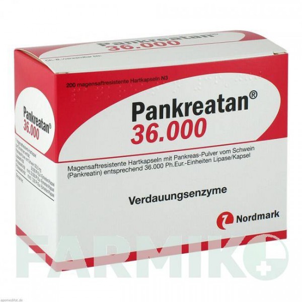 ПАНКРЕАТАН (PANKREATAN) 36000 капсули 200 шт - Мультіензими NORDMARK PHARMA