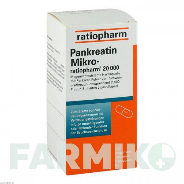 ПАНКРЕАТИН (PANKREATIN) 20000 капсули 100 шт - Мультіензими RATIOPHARM