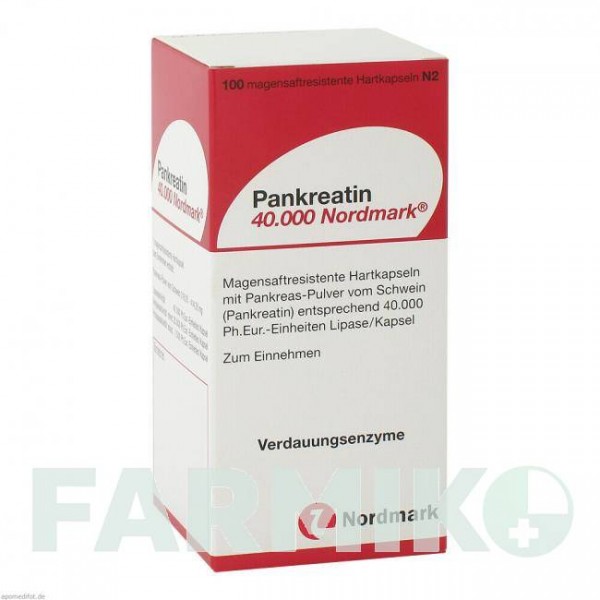 ПАНКРЕАТИН (PANKREATIN) 40000 капсулы 100 шт - Мультиэнзимы NORDMARK PHARMA