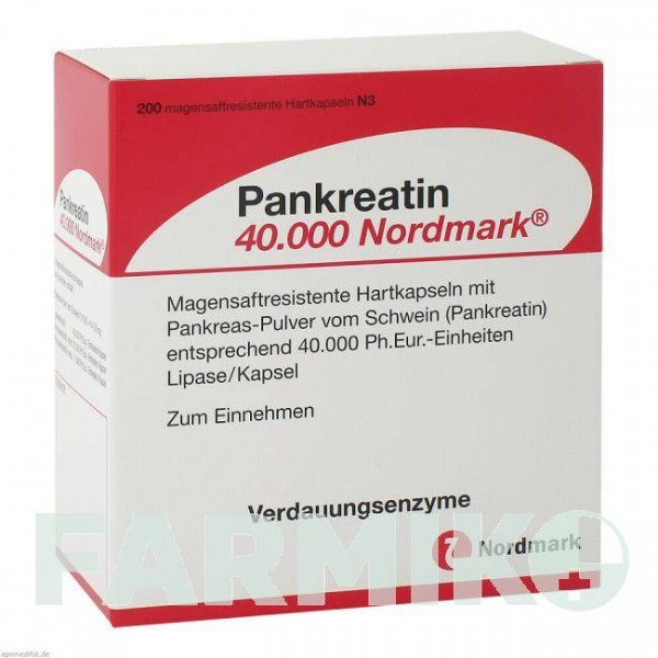 ПАНКРЕАТИН (PANKREATIN) 40000 капсулы 200 шт - Мультиэнзимы NORDMARK PHARMA