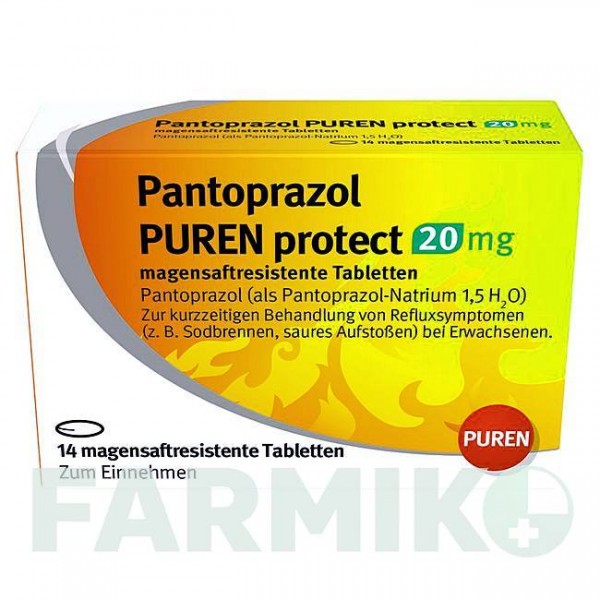 ПАНТОПРАЗОЛ (PANTOPRAZOL) 20 мг таблетки 14 шт - Пантопразол PUREN PHARMA