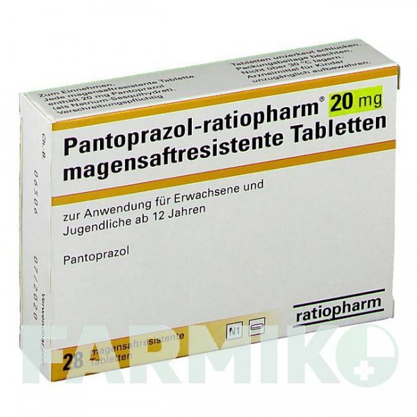 ПАНТОПРАЗОЛ (PANTOPRAZOL) 20 мг таблетки 28 шт - Пантопразол RATIOPHARM