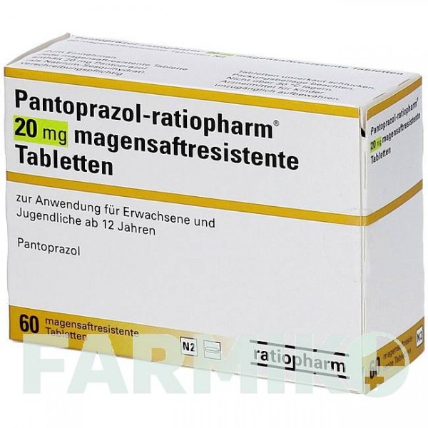 ПАНТОПРАЗОЛ (PANTOPRAZOL) 20 мг таблетки 60 шт - Пантопразол RATIOPHARM