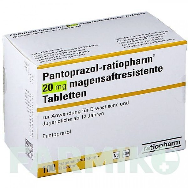 ПАНТОПРАЗОЛ (PANTOPRAZOL) 20 мг таблетки 100 шт - Пантопразол RATIOPHARM