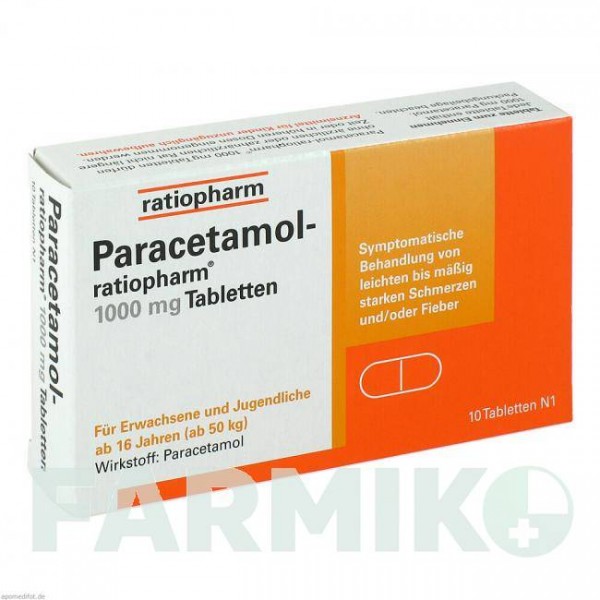 ПАРАЦЕТАМОЛ (PARACETAMOL) 1000 мг таблетки 10 шт - Парацетамол RATIOPHARM