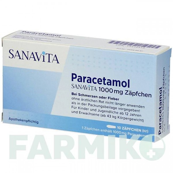 ПАРАЦЕТАМОЛ (PARACETAMOL) 1000 мг супозиторії 10 шт - Парацетамол SANAVITA PHARMACEUTICALS