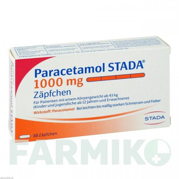 ПАРАЦЕТАМОЛ (PARACETAMOL) 1000 мг супозиторії 10 шт - Парацетамол STADA