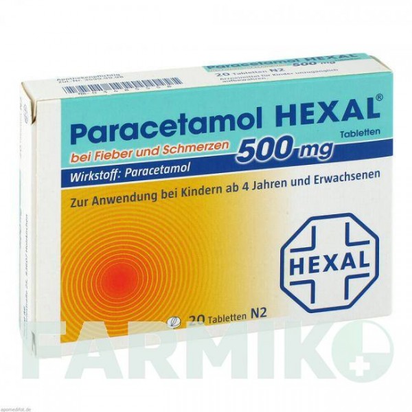 ПАРАЦЕТАМОЛ (PARACETAMOL) 500 мг таблетки 20 шт - Парацетамол HEXAL