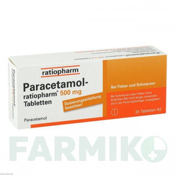 ПАРАЦЕТАМОЛ (PARACETAMOL) 500 мг таблетки 20 шт - Парацетамол RATIOPHARM