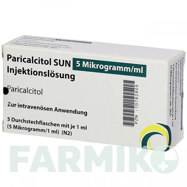 ПАРІКАЛЬЦИТОЛ (PARICALCITOL) 5 мкг/мл розчин 5x1 мл - Парікальцитол SUN PHARMACEUTICALS