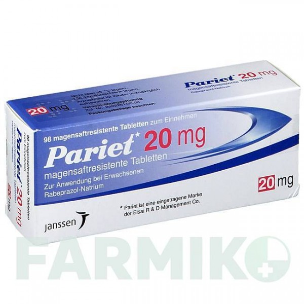 ПАРИЕТ (PARIET) 20 мг таблетки 98 шт - Рабепразол KOHLPHARMA