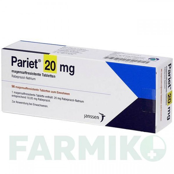 ПАРИЕТ (PARIET) 20 мг таблетки 98 шт - Рабепразол ORIFARM