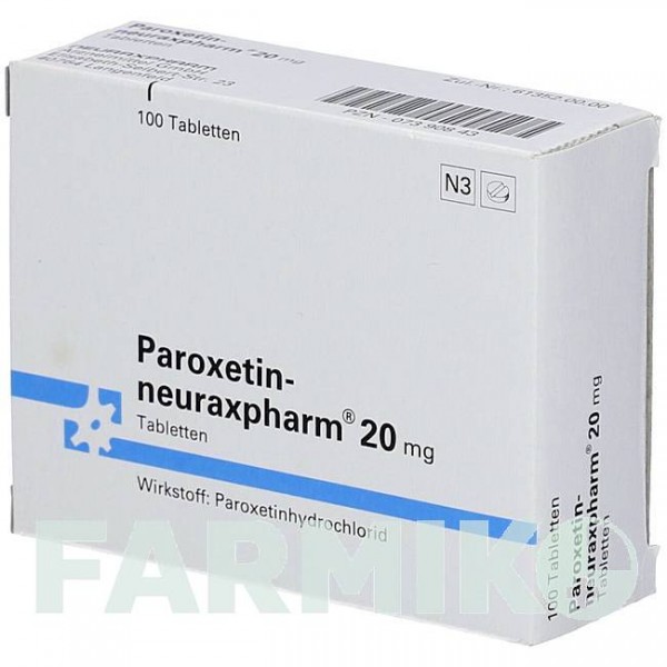 ПАРОКСЕТИН (PAROXETIN) 20 мг таблетки 100 шт - Пароксетин NEURAXPHARM