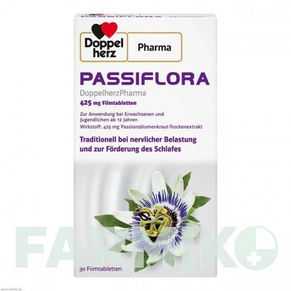 ПАСИФЛОРА ДОППЕЛЬГЕРЦФАРМА (PASSIFLORA DOPPELHERZPHARMA) 425 мг таблетки 30 шт - Пасифлора трава QUEISSER PHARMA