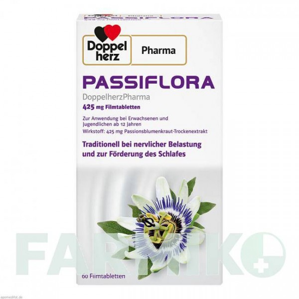 ПАСИФЛОРА ДОППЕЛЬГЕРЦФАРМА (PASSIFLORA DOPPELHERZPHARMA) 425 мг таблетки 60 шт - Пасифлора трава QUEISSER PHARMA