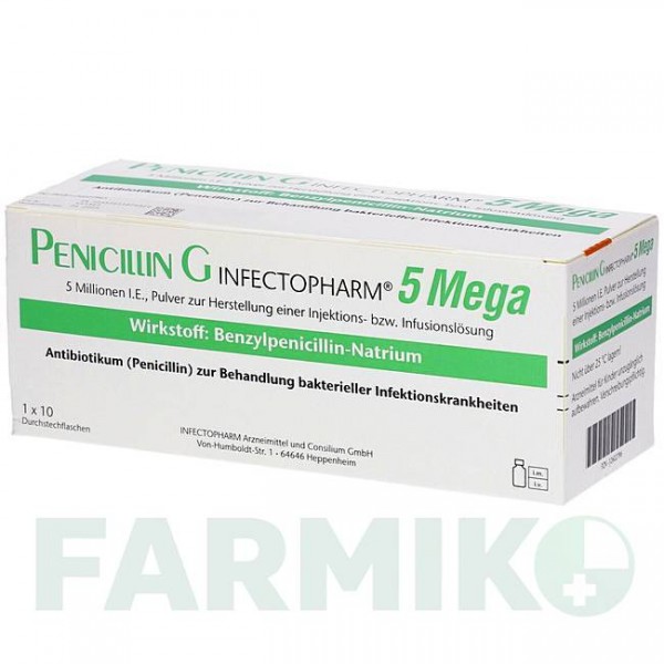 ПЕНІЦИЛІН (PENICILLIN) 5 млн. ОД порошок 10 шт - Бензилпеніцилін INFECTOPHARM