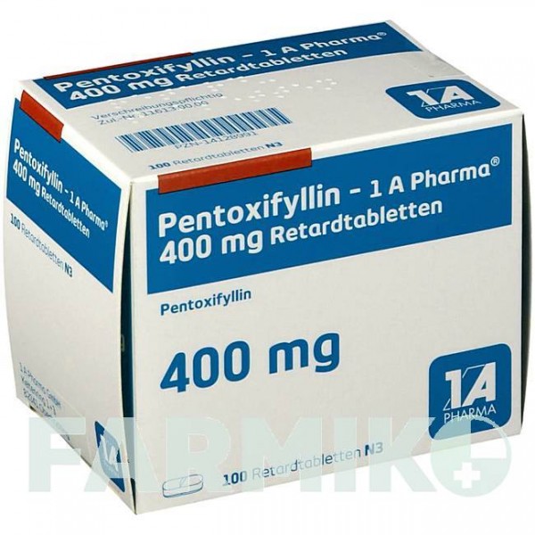 ПЕНТОКСИФІЛІН (PENTOXIFYLLIN) 400 мг таблетки 100 шт - Пентоксифілін 1 A PHARMA