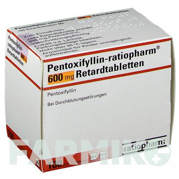 ПЕНТОКСИФИЛЛИН (PENTOXIFYLLIN) 600 мг таблетки 100 шт - Пентоксифиллин RATIOPHARM
