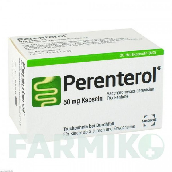 ПЕРЕНТЕРОЛ (PERENTEROL) 50 мг капсулы 20 шт - Saccharomyces boulardii MEDICE PUTTER