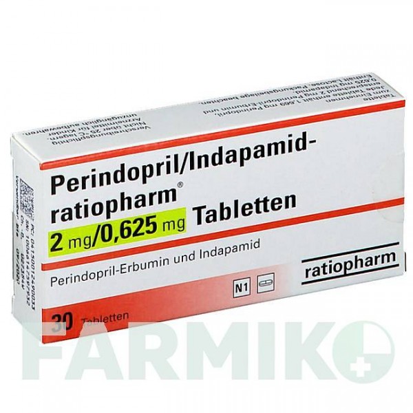 ПЕРИНДОПРИЛ (PERINDOPRIL) 2 мг/0,625 мг таблетки 30 шт - Периндоприл, Индапамид RATIOPHARM